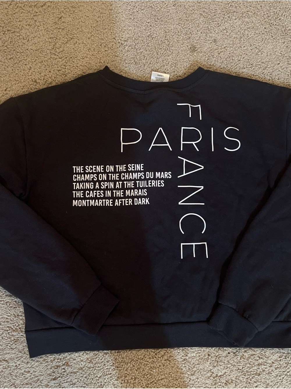 PARIS France Size Large Gray Graphic Crew Neck Sweatshirt